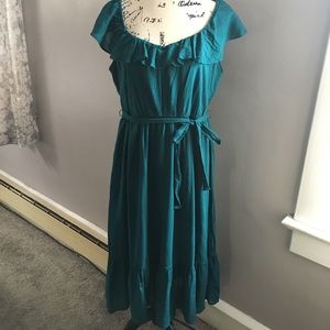 Old Navy emerald off shoulder dress Sz L NWOT